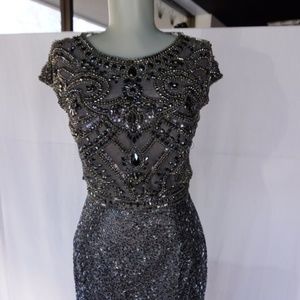 11164 Sherri Hill Fully Beaded in Gunmetal